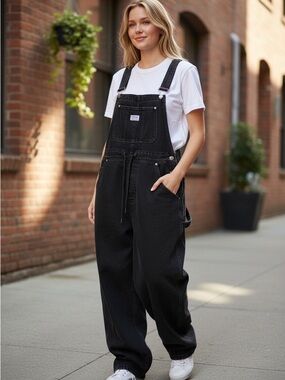 Levi's Black Relaxed Denim Overalls